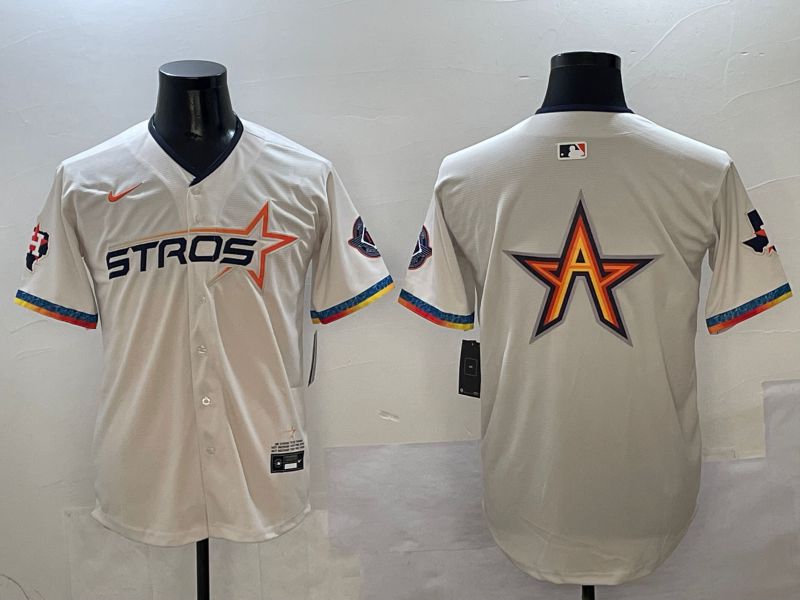 Men Houston Astros Blank Cream Fourth generation Joint Name 2025 Nike MLB Jersey style 4143->houston astros->MLB Jersey